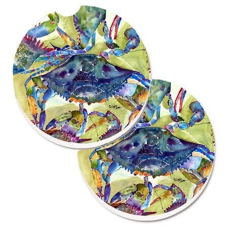Carolines Treasures Crab All Over Set of 2 Cup Holder Car Coaster 8512CARC